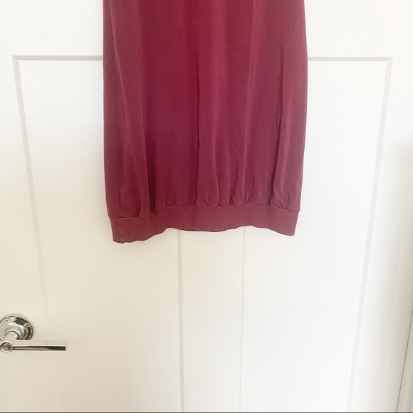 Aritizia Wilfred Bubble Hem Tunic Dress Burgundy Short Sleeve Spring Size Small - Picture 7 of 8